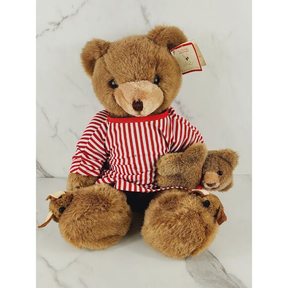 Schmid Teddy Bear w/ Slippers & Night Shirt Large 18" Korea 1984 NO TESTED Vtg - Picture 1 of 16